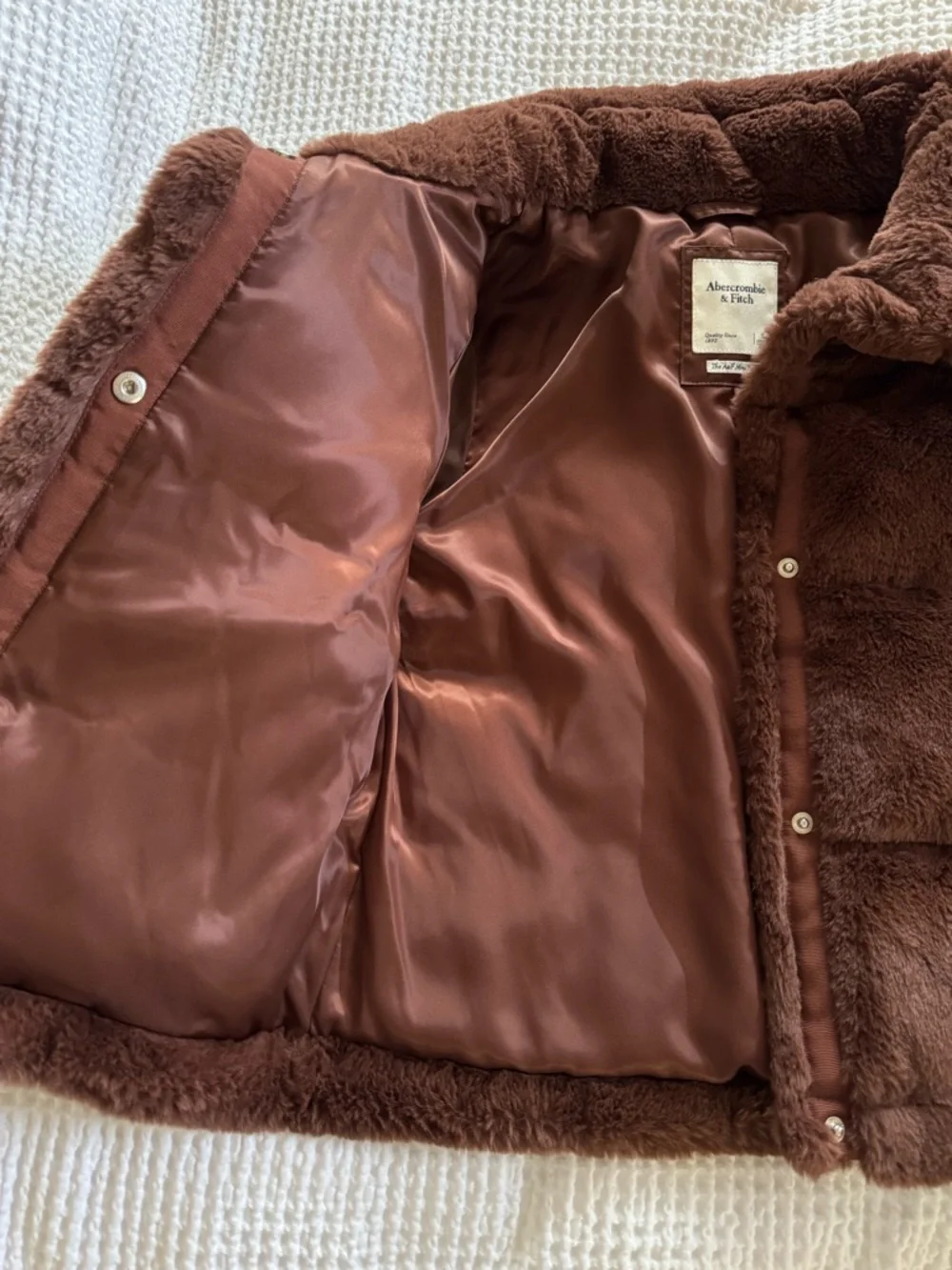 Abercrombie & Fitch Brown Fuzzy Puffer Jacket S - Picture 3 of 5